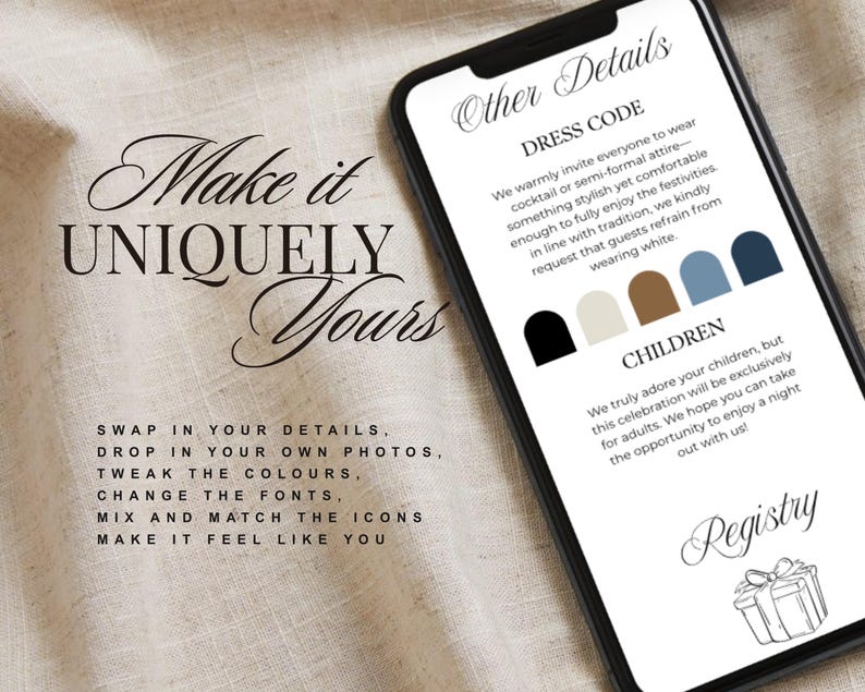 Dusty Blue French Toile Wedding Website Template | Canva Wedding Website, Built-In RSVP & Live Countdown | Digital Invitation, Save the Date afbeelding 9