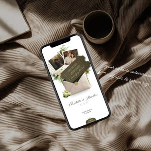 Old Money Save the Date Website Template – Dark Olive Green Canva Digital Save the Date with RSVP | Estate Mini Wedding Website image 3