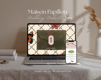 Maison Papillon Wedding Website Template – Colorful Maximalist Canva Wedding Website with Built-In RSVP | Butterfly Digital Invitation