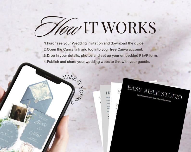 Dusty Blue French Toile Wedding Website Template | Canva Wedding Website, Built-In RSVP & Live Countdown | Digital Invitation, Save the Date afbeelding 15