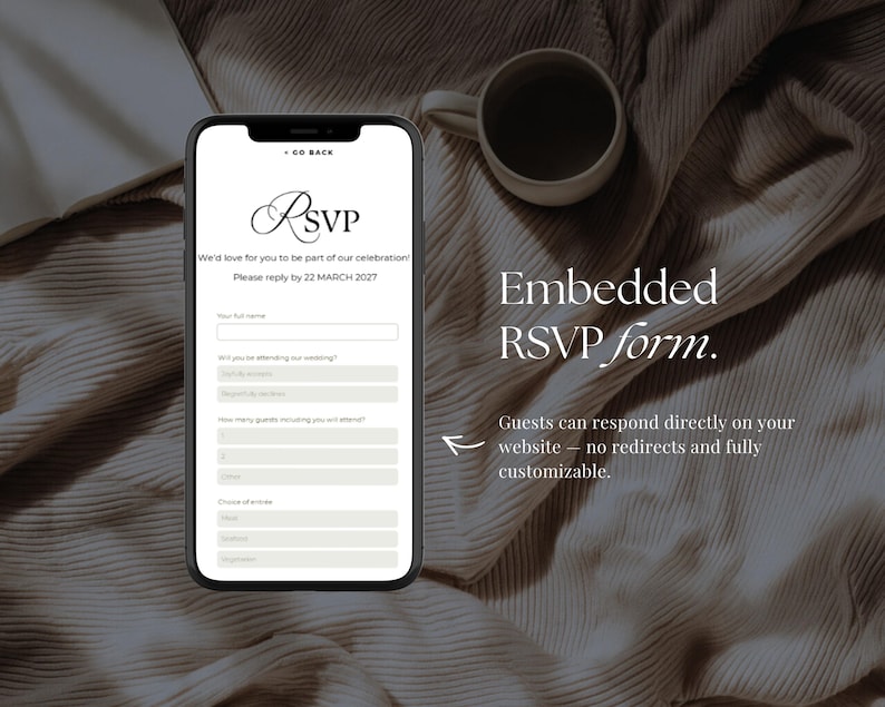 Butter Yellow Wedding Website Template | Romantic Garden Canva Wedding Website with Built-In RSVP | Mobile-Friendly, No Experience Needed zdjęcie 6