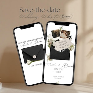 Fifth Avenue Black & White Save the Date Website Template | City Canva Wedding Website with Built-In RSVP | Mobile-Friendly, Easy to Edit