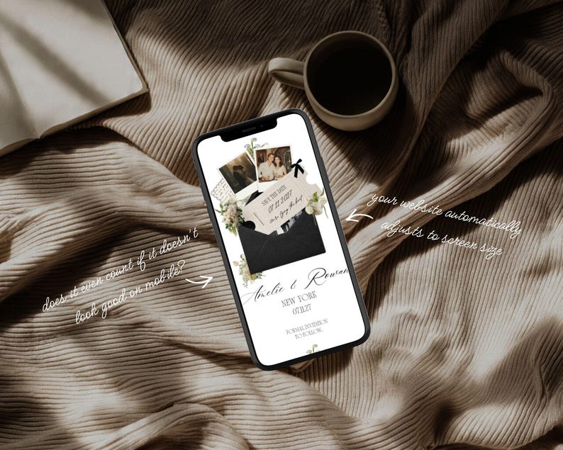 Fifth Avenue Black & White Save the Date Website Template | City Canva Wedding Website with Built-In RSVP | Mobile-Friendly, Easy to Edit image 4