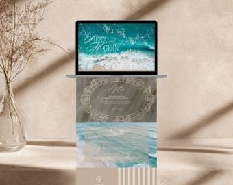 Emerald Coast Beach Wedding Website Template – Coastal Canva Wedding Website with Built-In RSVP | Destination Digital Invitation