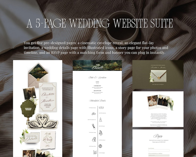 Old Money Wedding Website Template · Elegant Editable Canva Site with RSVP · Digital Invitation for Classic Black Tie Weddings image 8