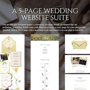 Butter Yellow Wedding Website Template | Romantic Garden Canva Wedding Website with Built-In RSVP | Mobile-Friendly, No Experience Needed zdjęcie 9