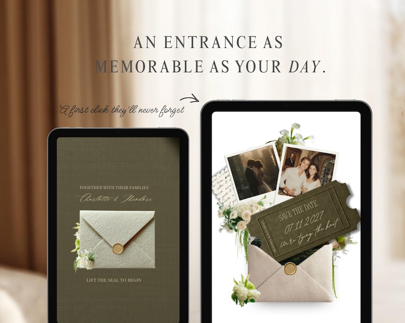 Old Money Save the Date Website Template – Dark Olive Green Canva Digital Save the Date with RSVP | Estate Mini Wedding Website image 4