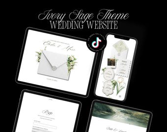 Ivory & Sage Wedding Website Template · Minimal Elegant Canva RSVP Site · Romantic Garden Digital Invitation with Built-In RSVP