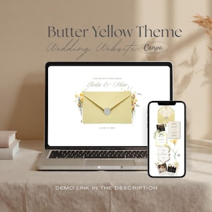 Butter Yellow Wedding Website Template | Romantic Garden Canva Wedding Website with Built-In RSVP | Mobile-Friendly, No Experience Needed