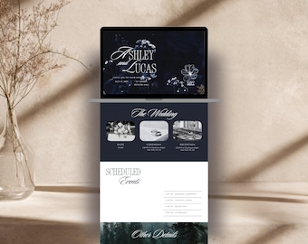 Navy & Ivory Wedding Website Template, Black Tie Canva Site, RSVP in Canva, Digital Invitation, Elegant Evening Celebration, Modern Minimal