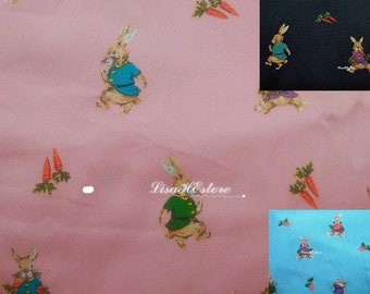 Rabbits in outfits, 1/2 yard, pure cotton fabric