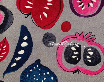 Fruit, gray, 1/2 yard, pure cotton fabric