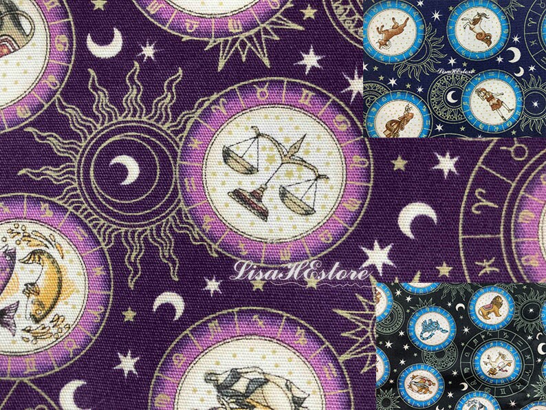 Astrology signs 1/2 yard pure cotton fabric Etsy