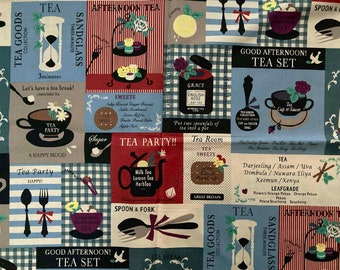 Tea time, 1/2 yard, pure cotton fabric