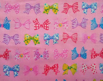 Bow knots, pink, 1/2 yard, pure cotton fabric