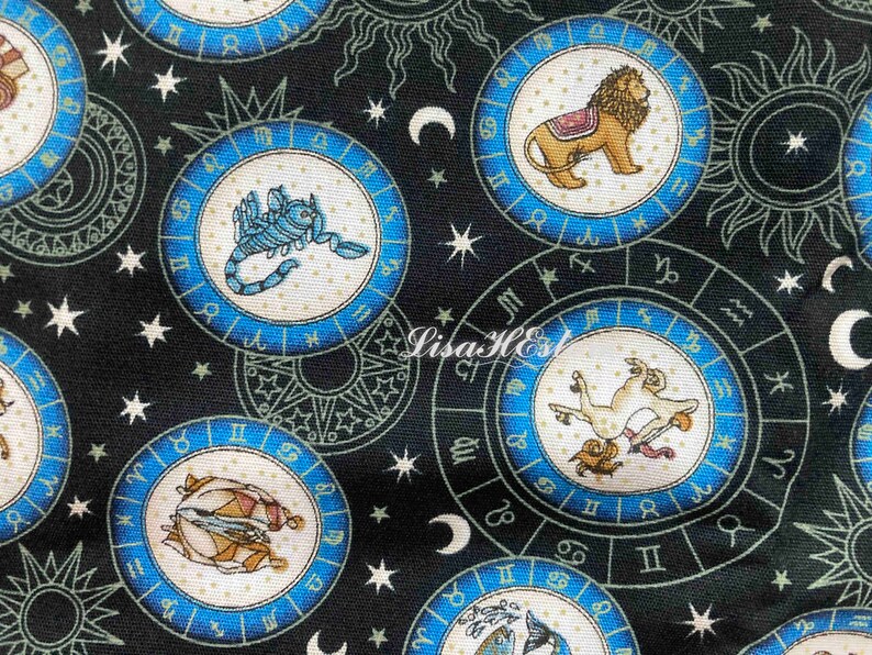 Astrology signs 1/2 yard pure cotton fabric Etsy