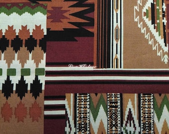 Navajo motif, reddish brown, 1/2 yard, pure cotton fabric