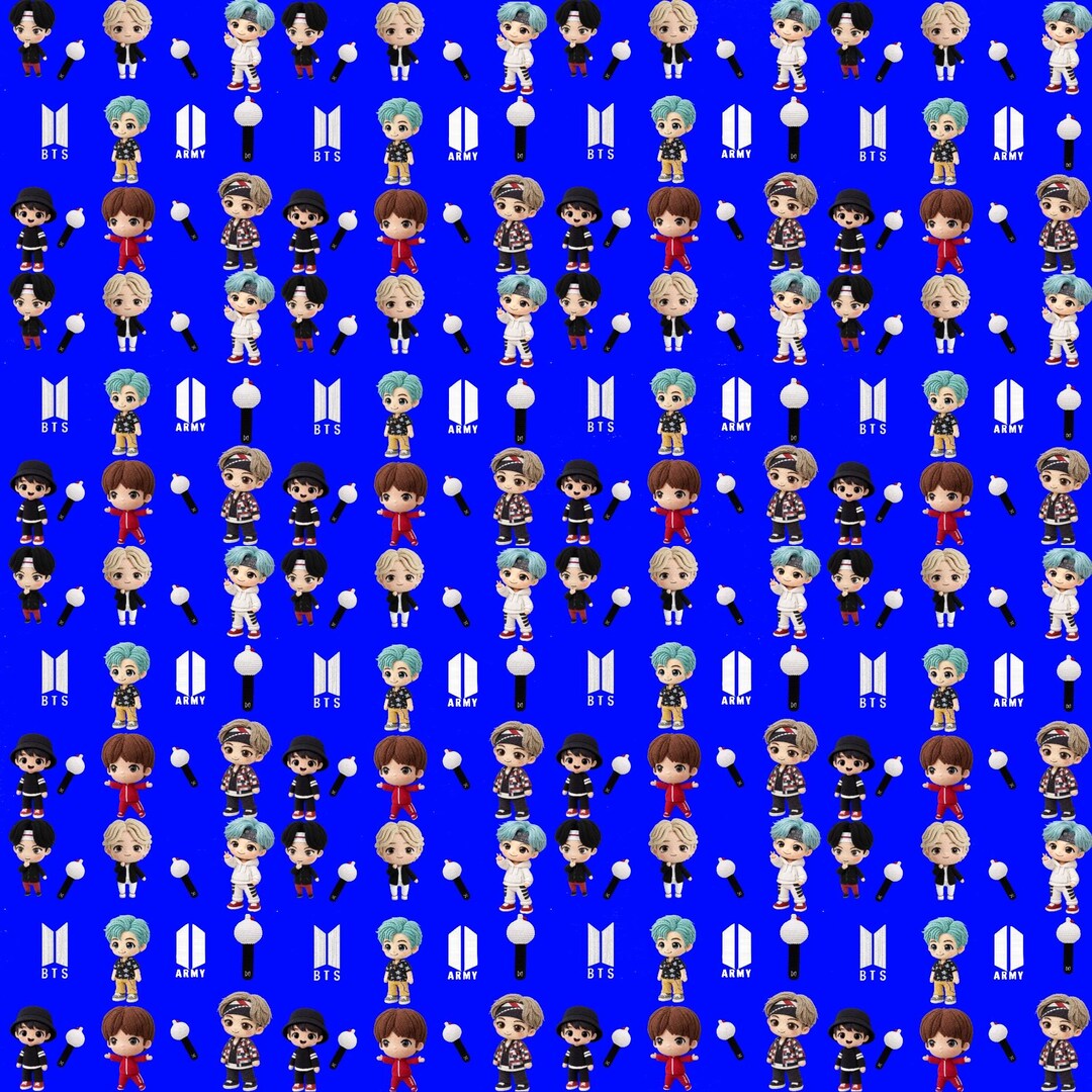 BTS Bundle Inspired Seamless Pattern | K-pop Digital Paper | Cute Chibi ...