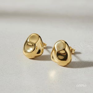 Orecchini a bottone con pepita organica - Orecchini minimalisti in argento sterling, orecchini unisex ipoallergenici