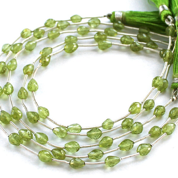 WHOLE STRAND Peridot Faceted Teardrop Briolette Beads 5x4mm (approx. 16 Gemstone Beads) - Last One
