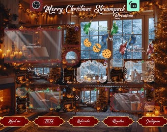 Twitch Overlay Merry Christmas Stream Package, scenes, badges, ... for Twitch, YouTube, OBS & Streamlabs.