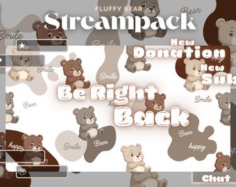 Fluffy Bear Streampack - Twitch overlays, scenes, badges, ... for Twitch, YouTube, OBS & Streamlabs.