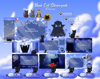 Overlay di Black Cat Twitch - Cat Streampack, scene, badge, ... per Twitch, YouTube, OBS e Streamlabs.