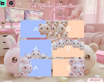 Cute Plushies stinger transitions for Twitch, Obs, Streamlabs... - Animated stream transition
