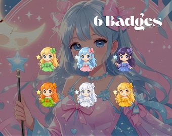 Badge per abbonati di Magical Girl Fairy – Icone personalizzate per abbonamenti Twitch / YouTube / Discord