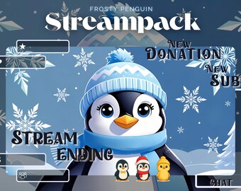 Frosty Penguin Streampack - Twitch overlays, scenes, badges, ... for Twitch, YouTube, OBS & Streamlabs.