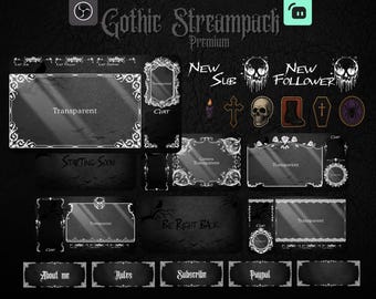 Overlay di Twitch Gothic Streampack, scene, badge, ... per Twitch, YouTube, OBS e Streamlabs.