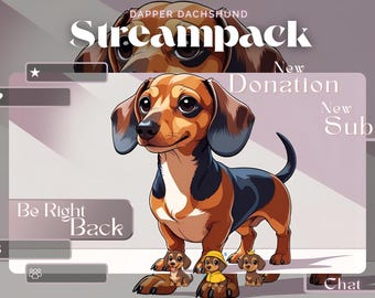 Dapper Dachshund Streampack: overlay, scene, badge, ... per Twitch, YouTube, OBS e Streamlabs.