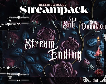 Bleeding Roses Streampack - Twitch overlays, scenes, badges, ... for Twitch, YouTube, OBS & Streamlabs.