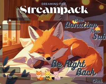 Streampack Dreaming Fox - Twitch overlays, scenes, badges, ... for Twitch, YouTube, OBS & Streamlabs.