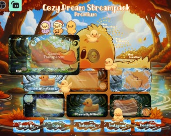 Sovrapposizioni di Duck Twitch - Ducky Pond Streampack, scene, badge, ... per Twitch, YouTube, OBS e Streamlabs.