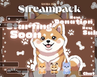 Shiba Inu Streampack: sovrapposizioni, scene, badge, ... per Twitch, YouTube, OBS e Streamlabs.