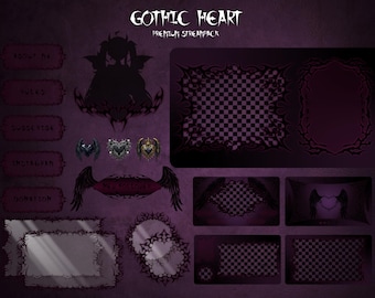 Overlay di Twitch Gothic Heart Streampack, scene, badge, ... per Twitch, YouTube, OBS e Streamlabs.