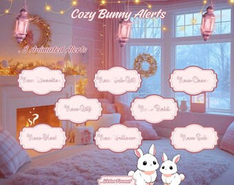 Animated alerts "Cozy Bunny" - Animated alerts for Twitch - Animated alerts for streaming - Twitch - Streaming