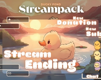 Streampack Ducky Pond - Overlay, scene, badge, ... per Twitch, YouTube, OBS e Streamlabs.