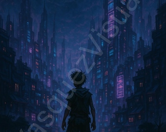 Cyberpunk Wall Art: Lost Boy Digital Print by VasquezVisuals (Digital Download)