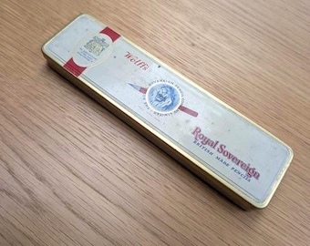 1950s Royal Sovereign “Wolff’s” Pencil Tin – British Made – Collectible Stationery Storage Box