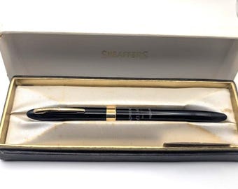 Pluma estilográfica Sheaffer Snorkel Admiral – En caja casi nueva – Plumín de oro de 14 quilates – Fabricada en Australia – Sin tinta – Instrucciones originales – Década de 1950
