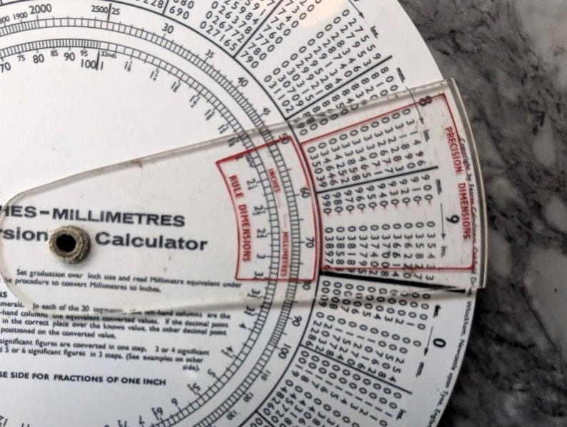 1960s Fearns Circular Inches–millimetres Conversion Calculator | Made ...