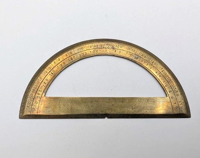 Antique Protractor Ruler 19th Century Brass Protractor - Surveyorβs Angle Measure β 180 Degree ...