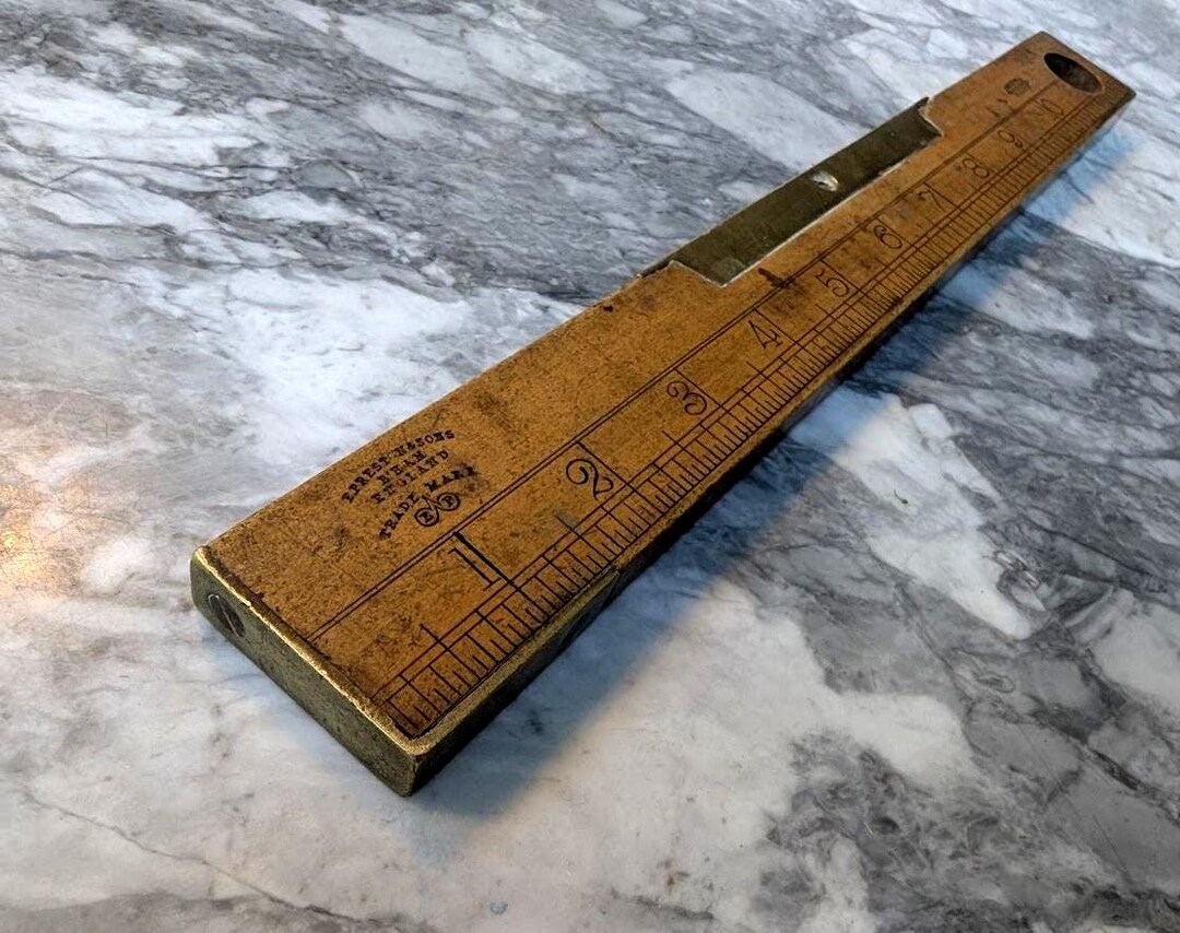 E. Prestons & Sons Wood and Brass Spirit Level Ruler – 12” Engineer’s ...