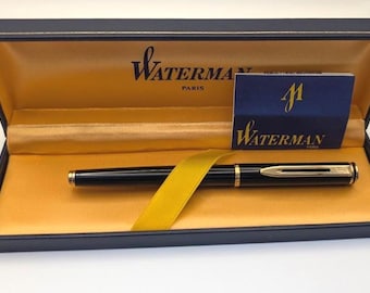 Pluma estilográfica Waterman Maestro – Laca negra y detalles dorados – En caja