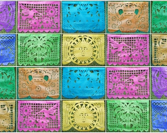 LARGE Mexican Papel picado Cinco de Mayo Banner Fiesta Banner Birthday Garland Mexico Assorted Colors All Occasion Mexican Fiesta Decoration