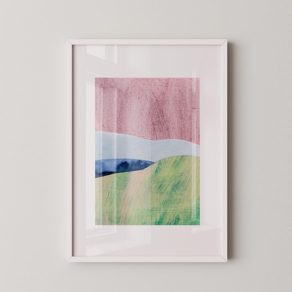 Art Print of Original Painting, Abstract Landscape Collage Contemporary Wall Art