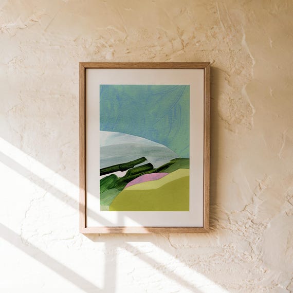 Original Painting, Abstract Landscape Collage Contemporary Wall Art