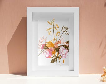 Art Print of Original Floral Painting, Abstract Drawing Contemporary Wall Art